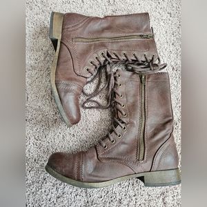 JustFab Dark Brown Combat Boots